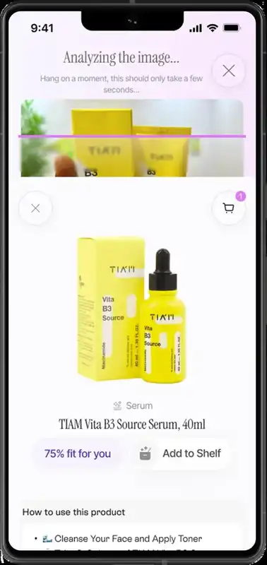 Oyster matched product screen with a fit score