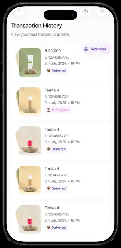 Oyster order and transaction history